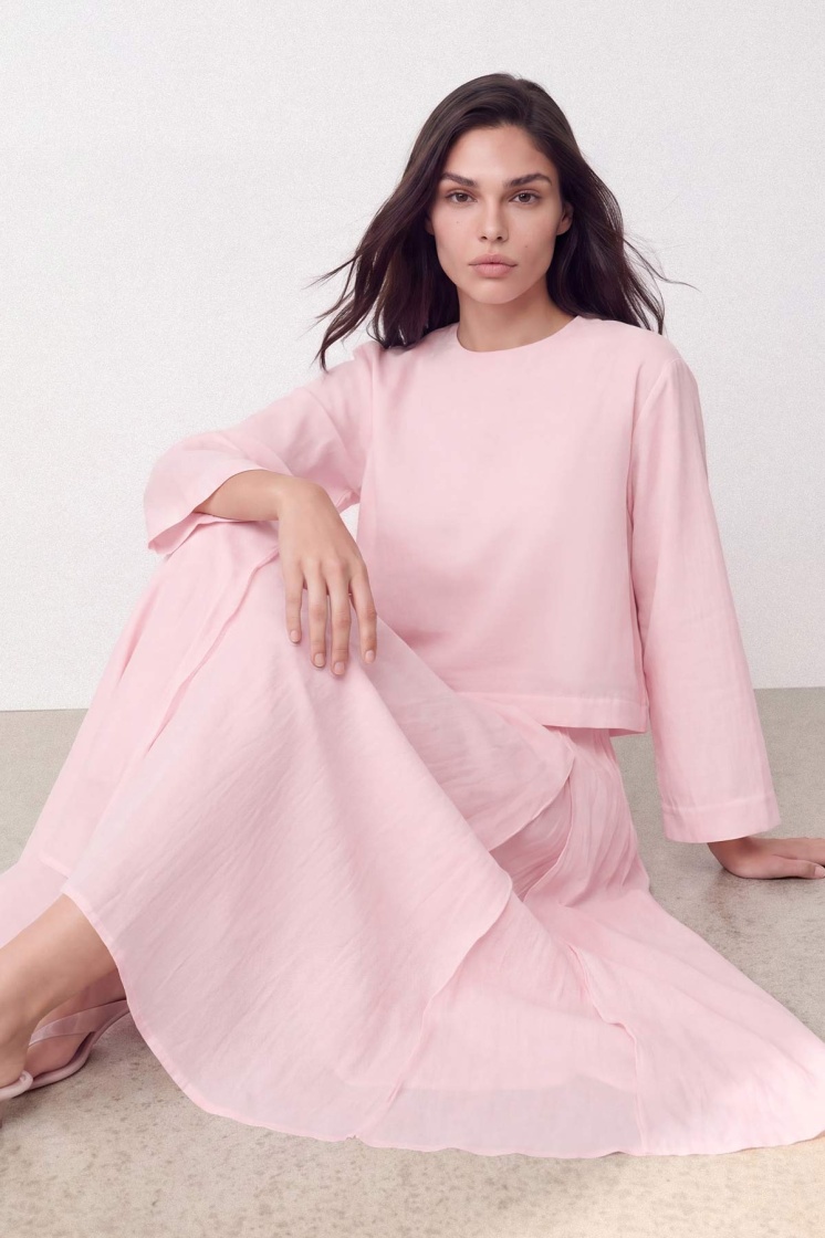 Volanlı Soft Pembe Etek Takım
