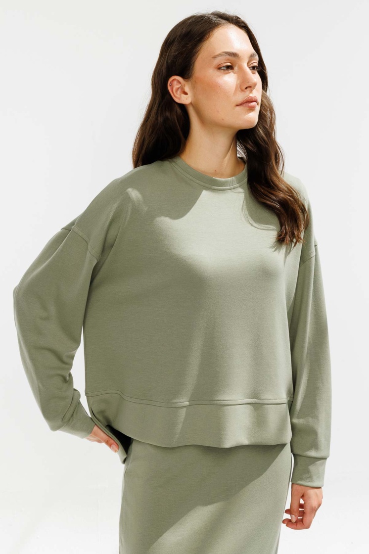 Yanları Yırtmaçlı Compact Çağla Sweatshirt