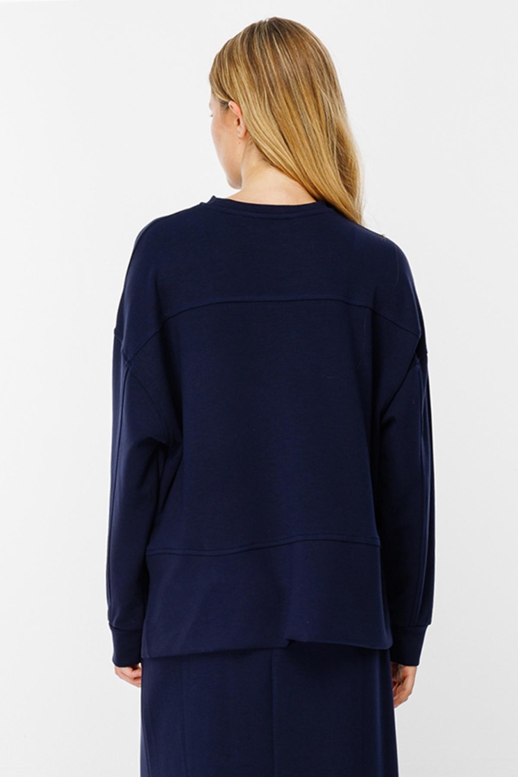 Yanları Yırtmaçlı Compact Lacivert Sweatshirt - 7