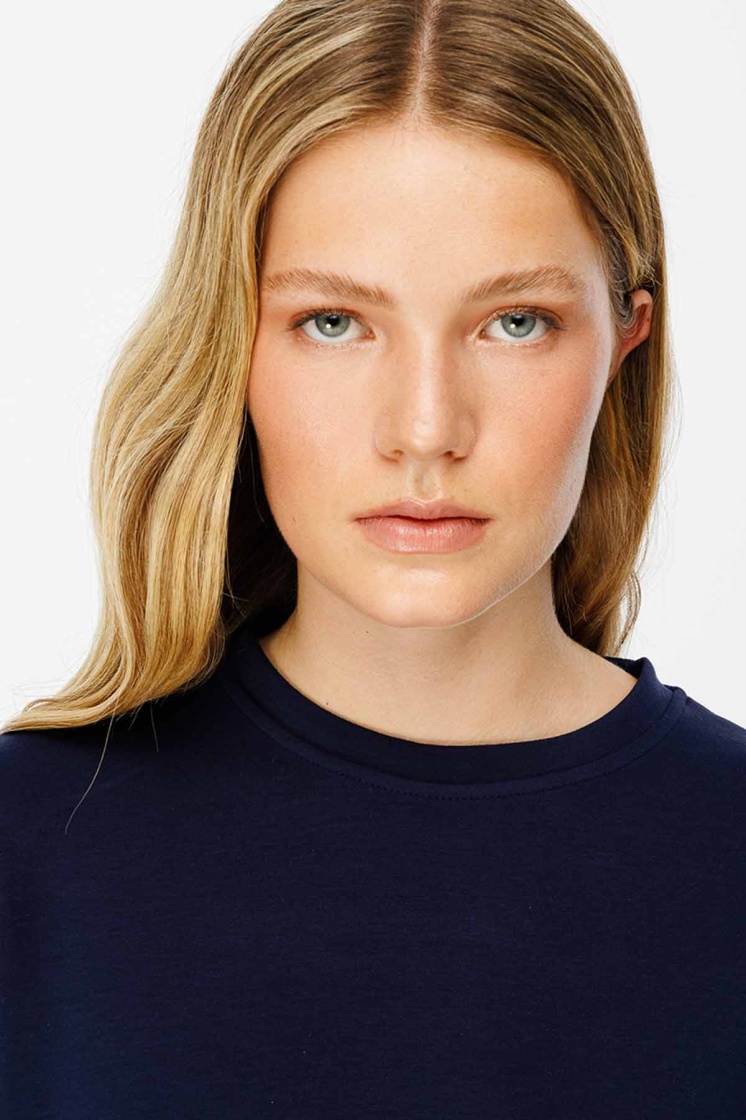 Yanları Yırtmaçlı Compact Lacivert Sweatshirt