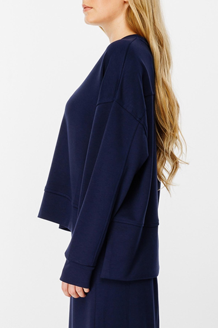 Yanları Yırtmaçlı Compact Lacivert Sweatshirt - 6