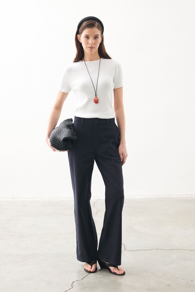 Yüksek Bel Minimal Denim Lacivert Pantolon