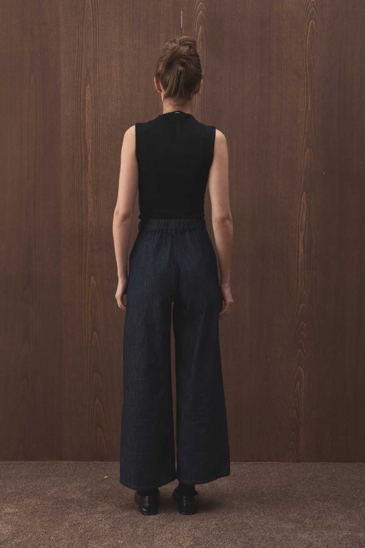 Yüksek Bel Minimal Denim Lacivert Pantolon